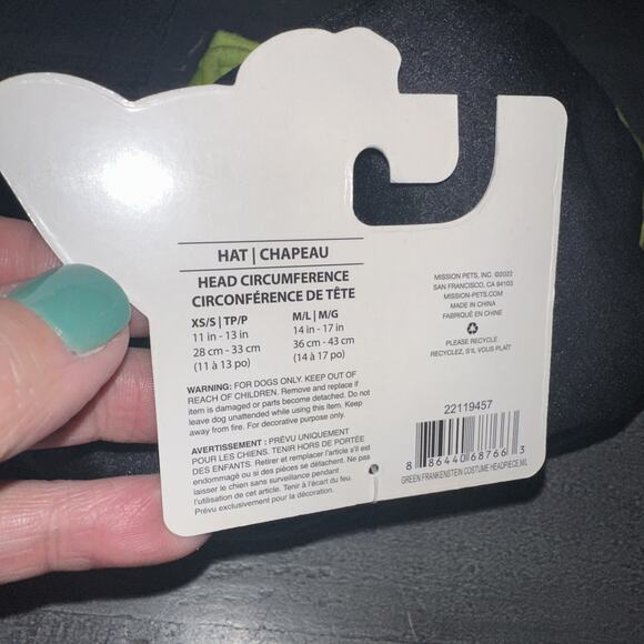 FRANKENSTEIN HAT Dog Costume New With Tags M/L - Picture 3 of 4